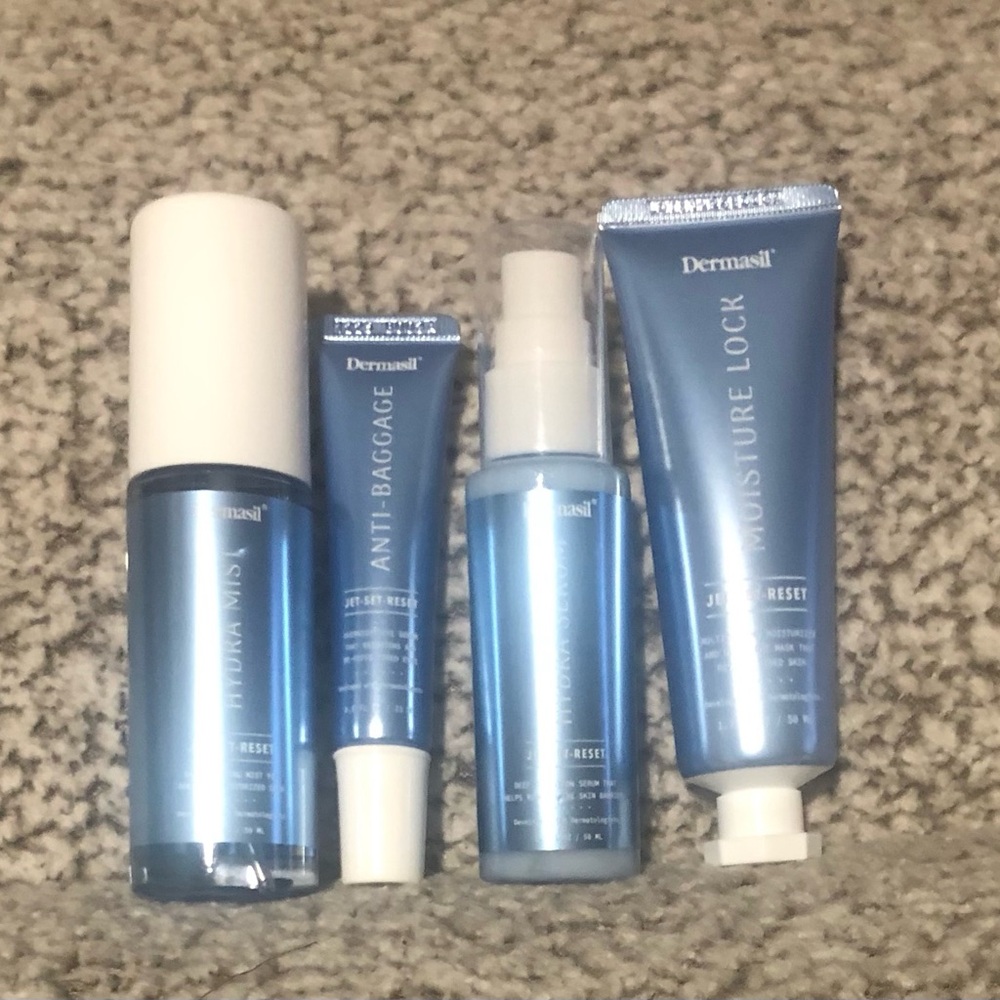 Dermasil Jet•Set•Reset Skincare Hydra Mist, Eye Cream, Serum & Moisture Lock (4)